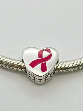 Pandora Pink Ribbon Of Hope Heart Shape Charm